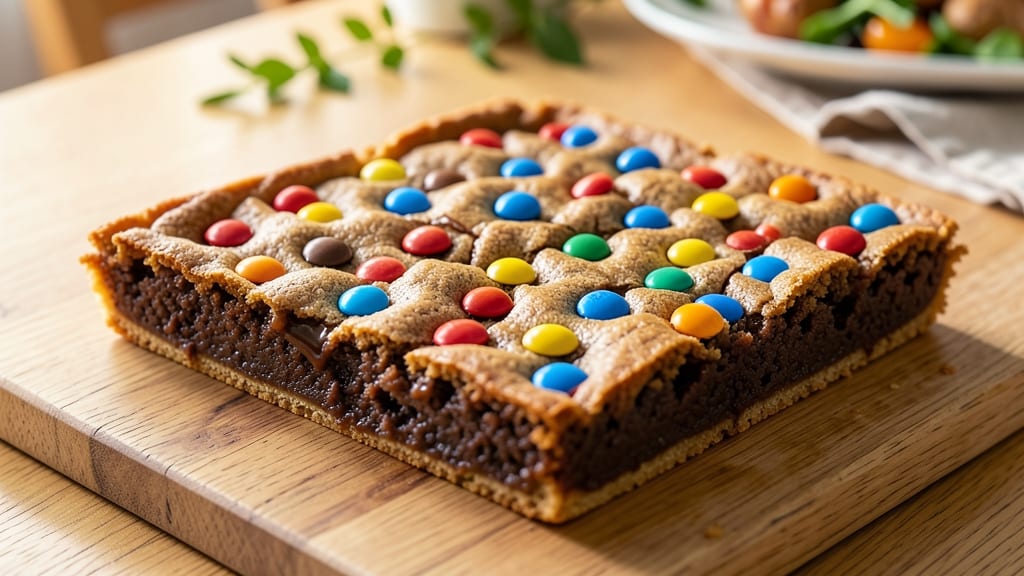 Chewy M&M Cookie Bars Recipe: Chocolate Rivers and Crunchy Top Magic