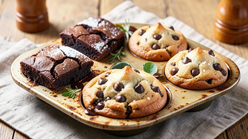 Brownie and Chocolate Chip Cookie Muffin Pan Recipe: Double-Duty Dessert Bites