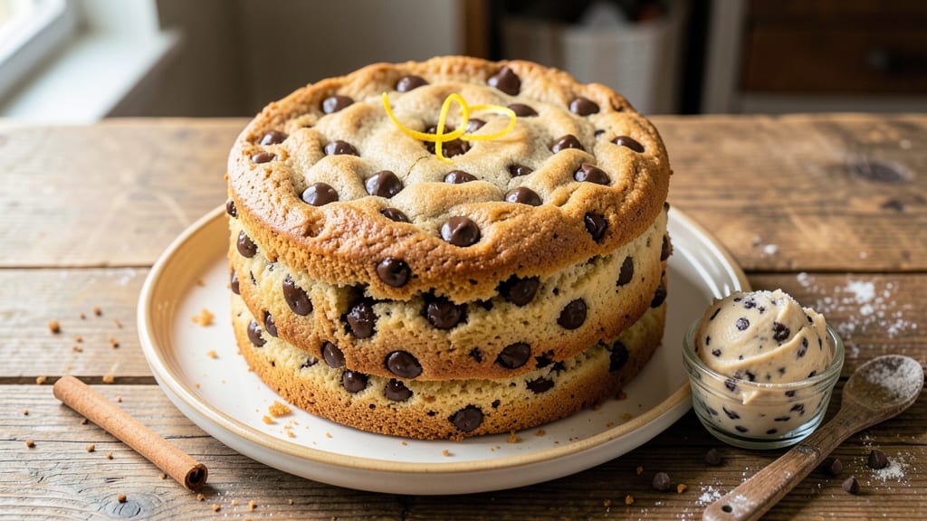 Chocolate Chip Cookie Cake Recipe With Cookie Dough: Layered Cookie Dough Clouds and Fudgy Rivers